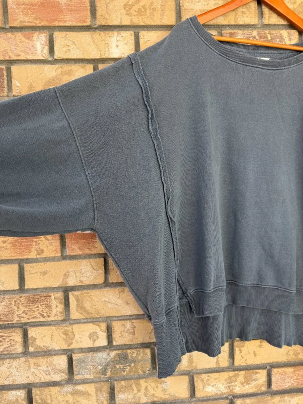 ☀️ Free People We The Free Camden Sweatshirt Rare Deep Blue Blue Fox XL NWOT
